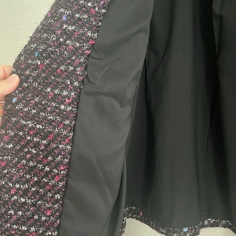 Chicos Purple Tweed Metallic Jacket Size 8